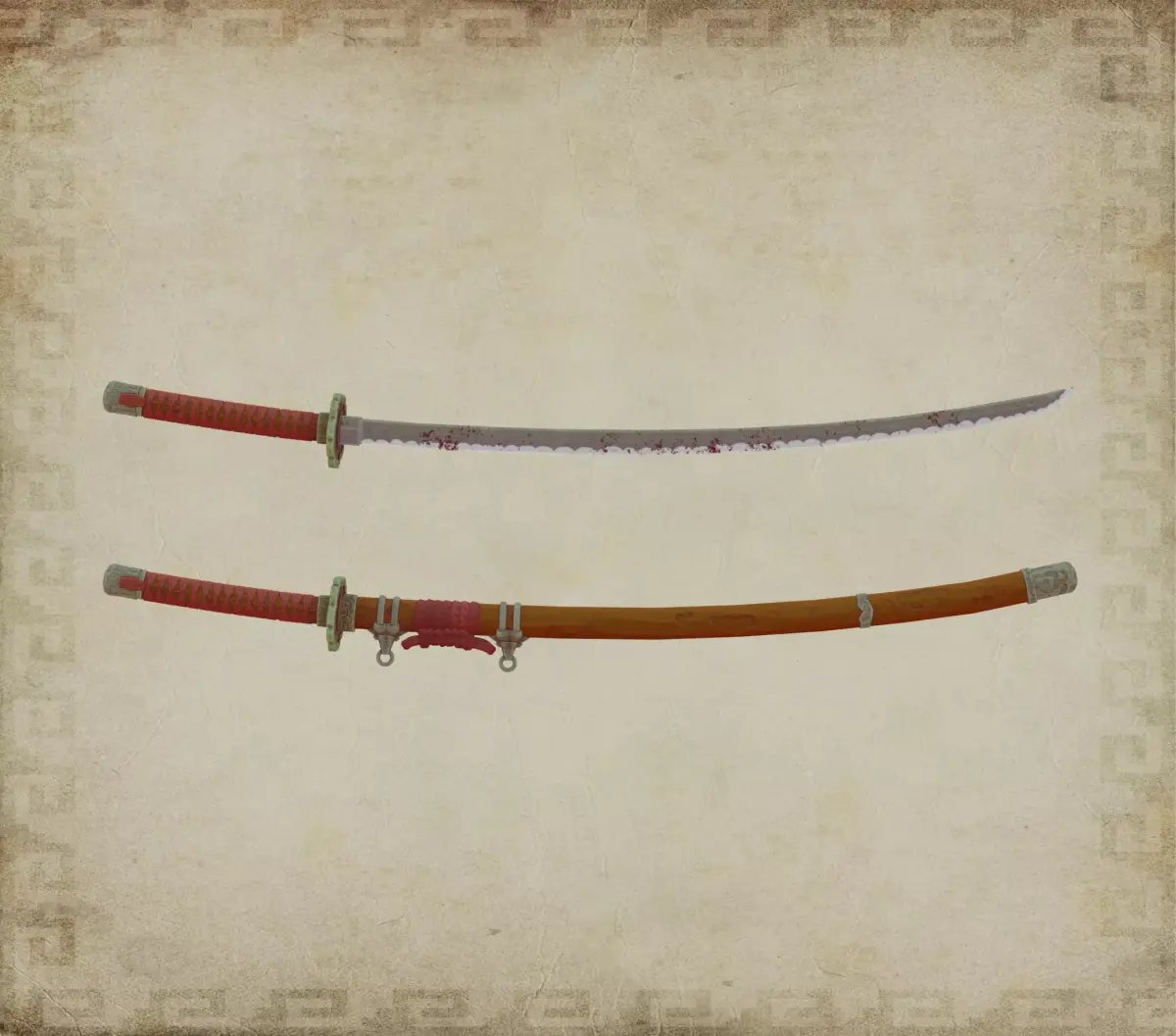 Stylized katana demon sword Low-poly 3D model