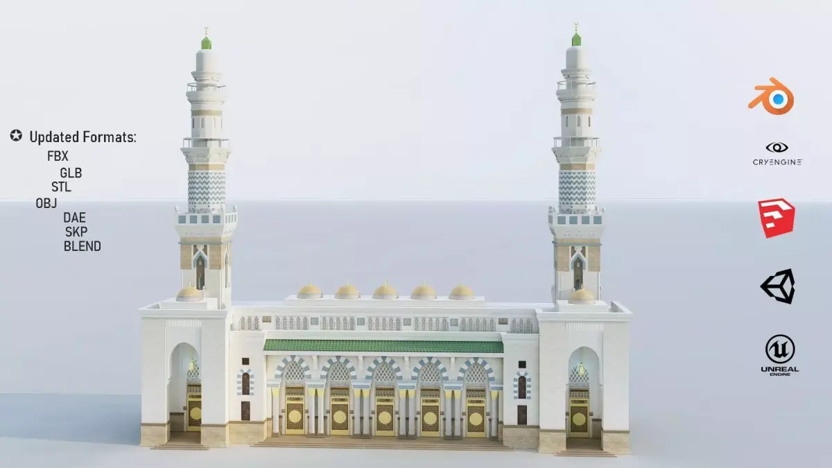 Madina Mosque Entrance 4 Low-poly 3D model