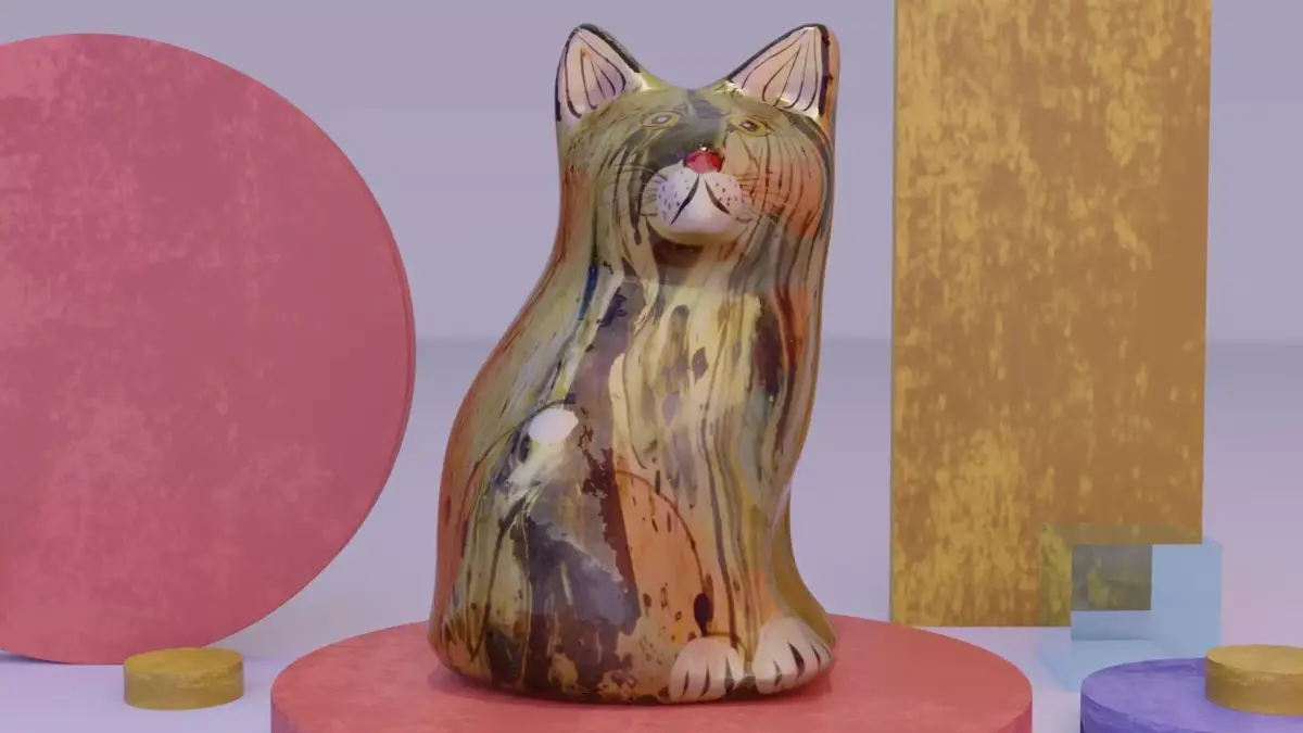The cat ceramic figure Low-poly 3D model