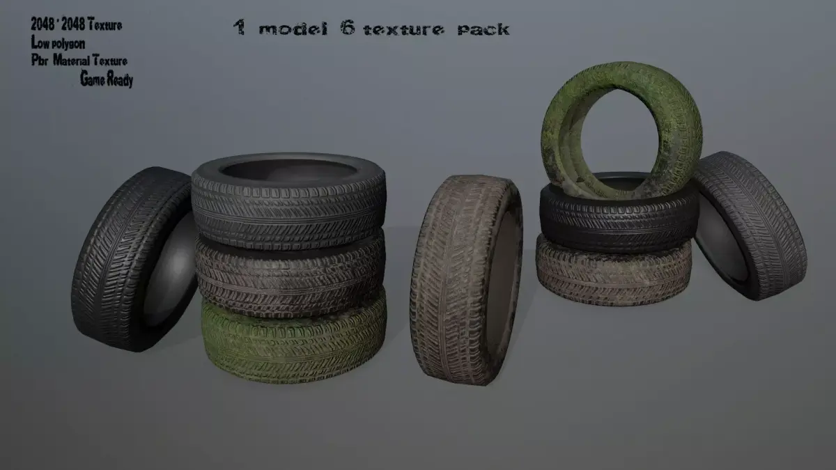 Tire 2 tyres pack Low-poly 3D model