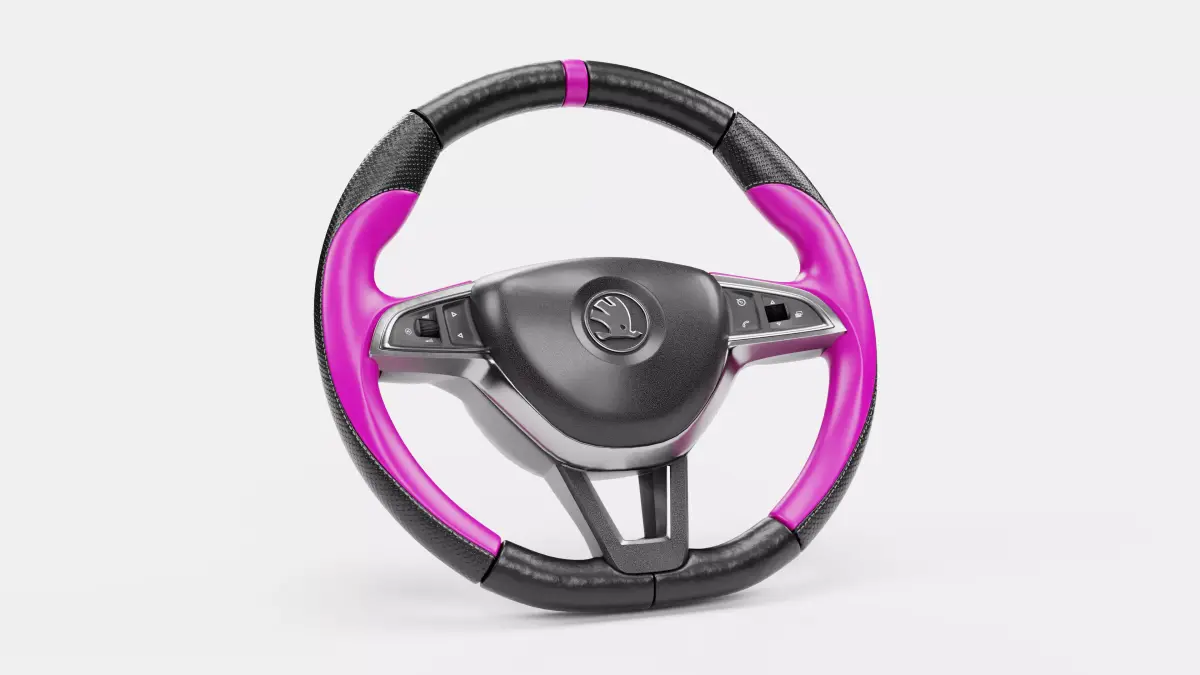 Pink Cover Steering Wheel 3D model