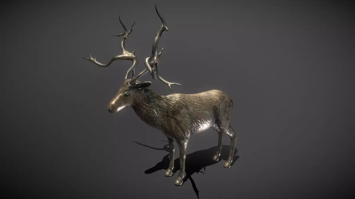 Deer Bronze Statue Low-poly 3D model