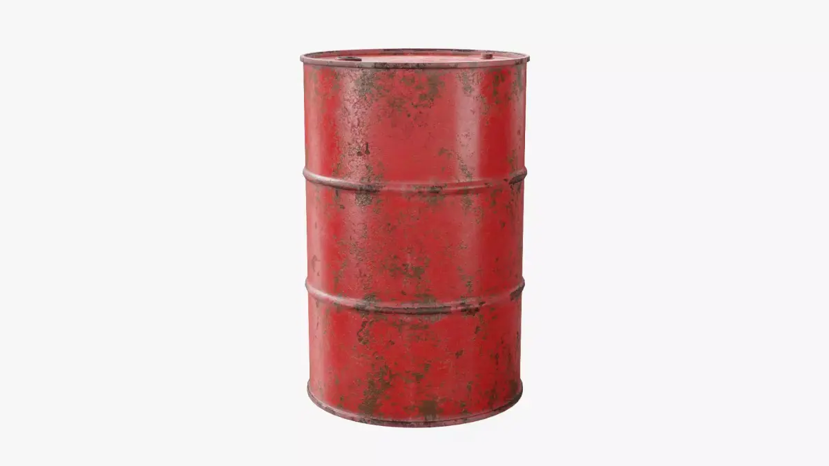 Steel Barrel - Red - Rusted 3D model