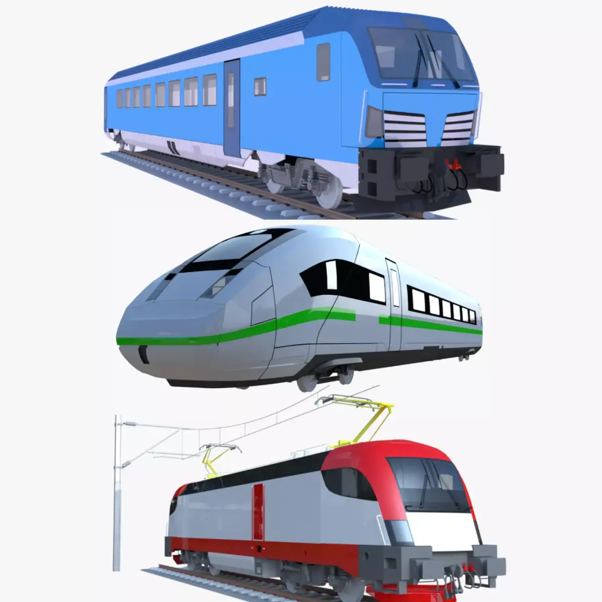 Siemens locomotive and driving coaches 3D Model Pack
