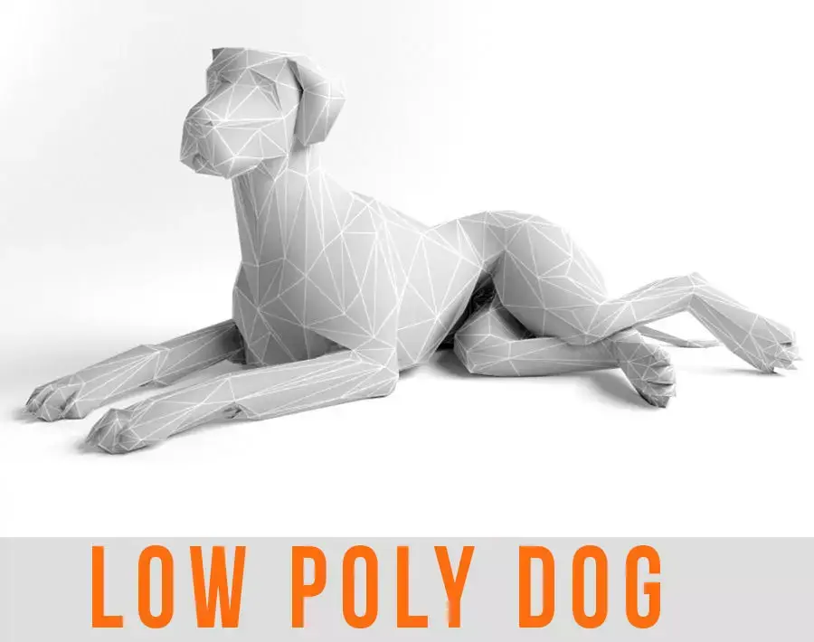 Low Poly Dog Great Dane Animal Lowpoly Low-poly 3D model