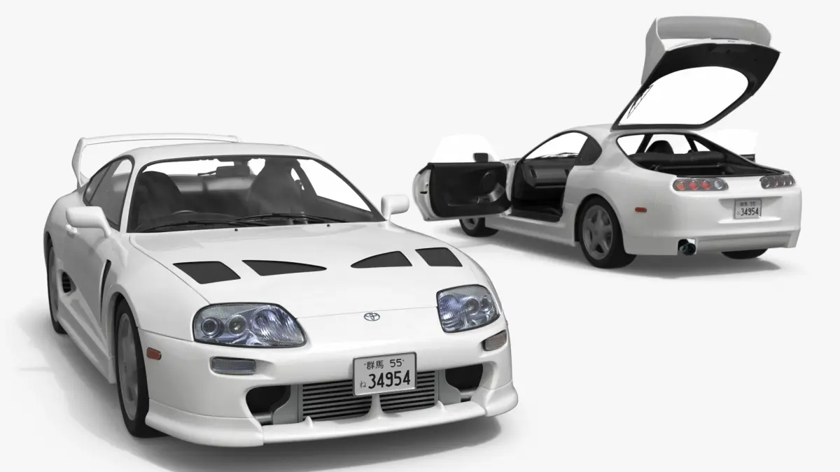 Toyota Supra 3000GT TRD Vented Hood Edition White Rigged for Cinema 4D  purchase 3D model