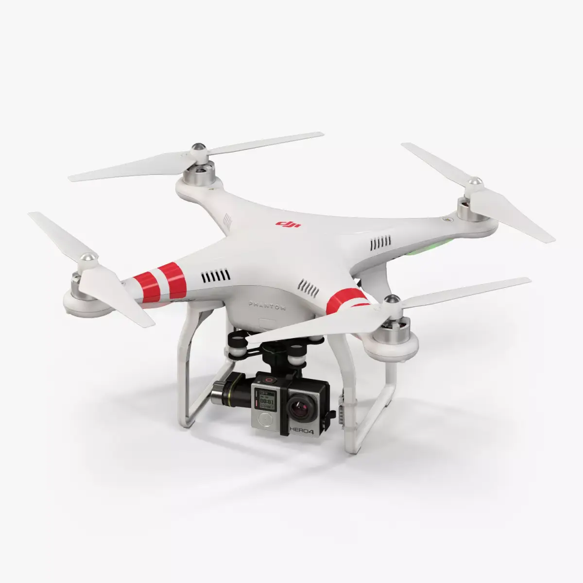 DJI Phantom 2 Quadcopter with GoPro HERO4 Low-poly 3D model