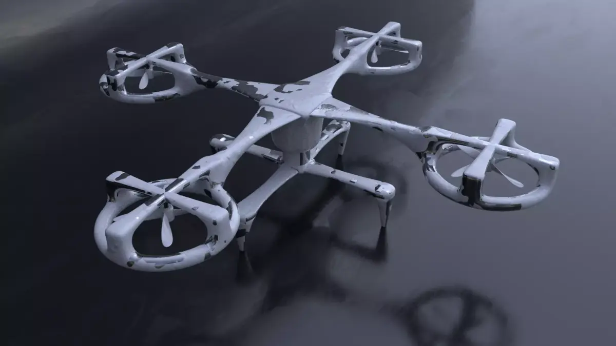 Drone 3D Model flying in air Low-poly 3D model