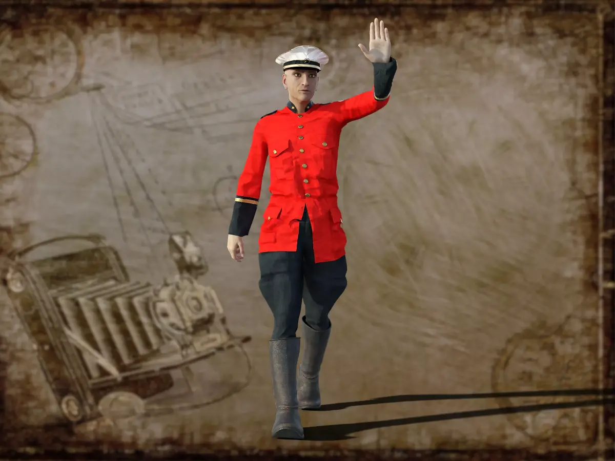 Steampunk Officer Rigged Animated Low-poly 3D model