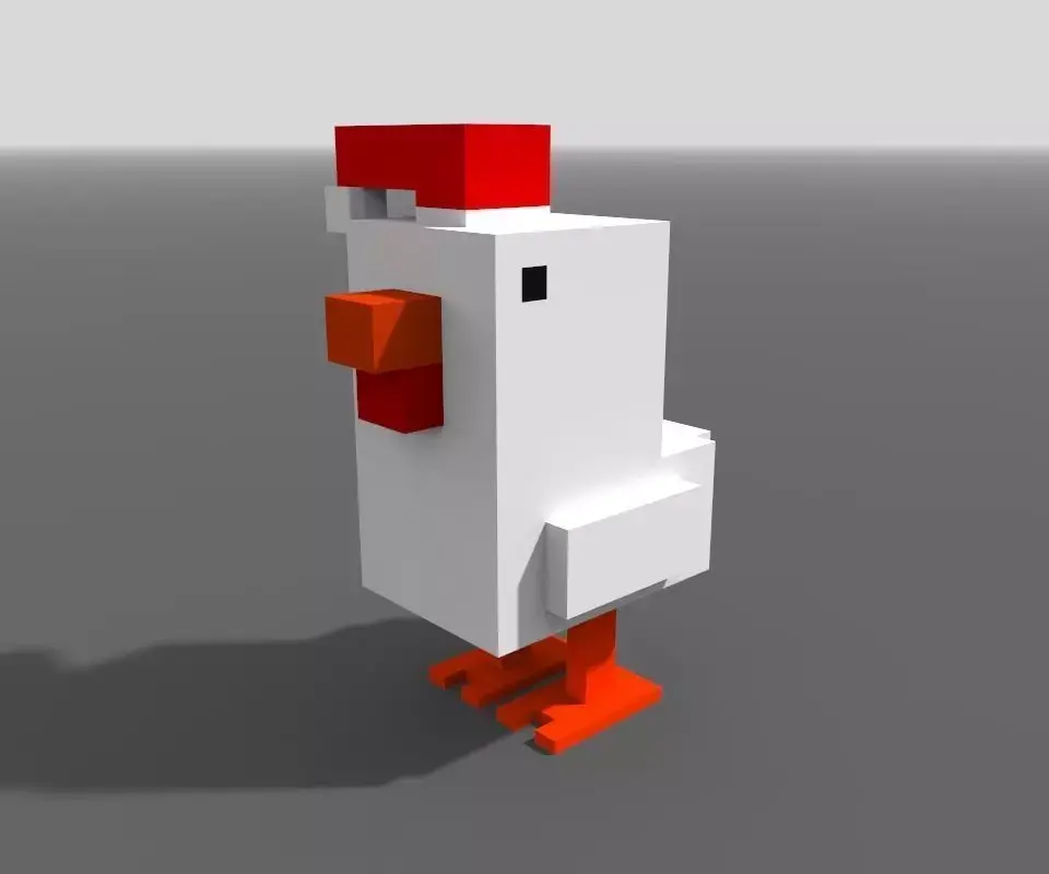 Voxel Festive Chicken Low-poly 3D model
