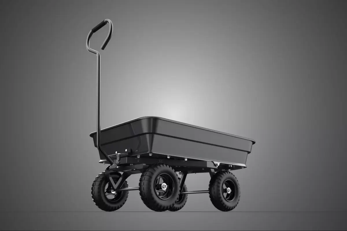 BLACK POLYPROPYLENE PP GARDEN DUMP CART UTILITY TROLLEY WAGON 4W 3D model