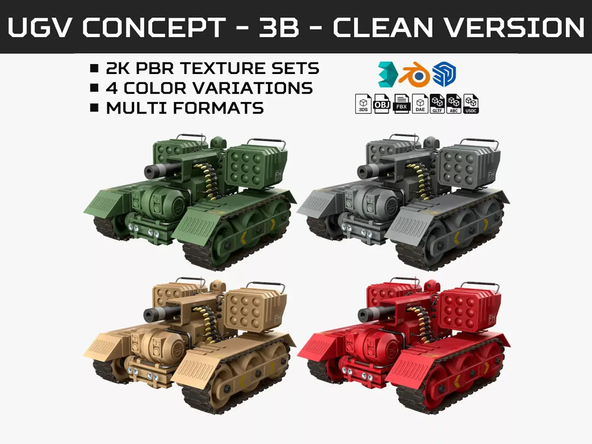 UGV Concept-3B-Clean-4 Colors 3D Model Pack