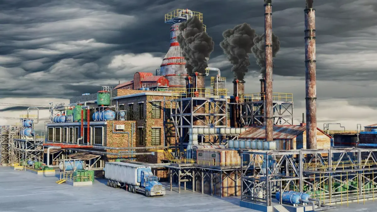 3D Refinery Low-poly 3D model