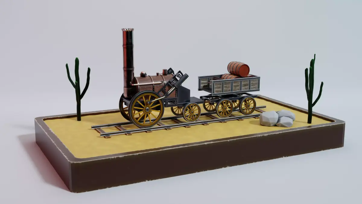 locomotive Rocket Low-poly 3D model