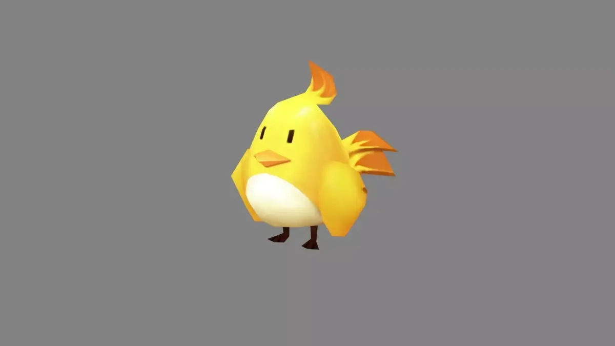 Cartoon little yellow bird Low-poly 3D model