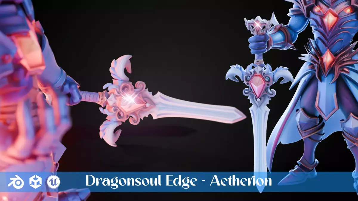 Stylized Sword - Dragonsoul Edge Aetherion - Game Ready 3D model