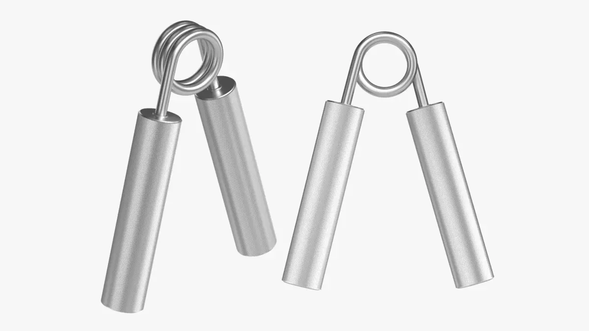 Realistic Silver Metal Hand Grip Strengthener Mockup 3D model