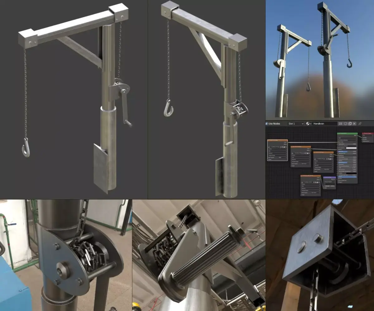 Hand Crank Crane Remastered Low-poly 3D model