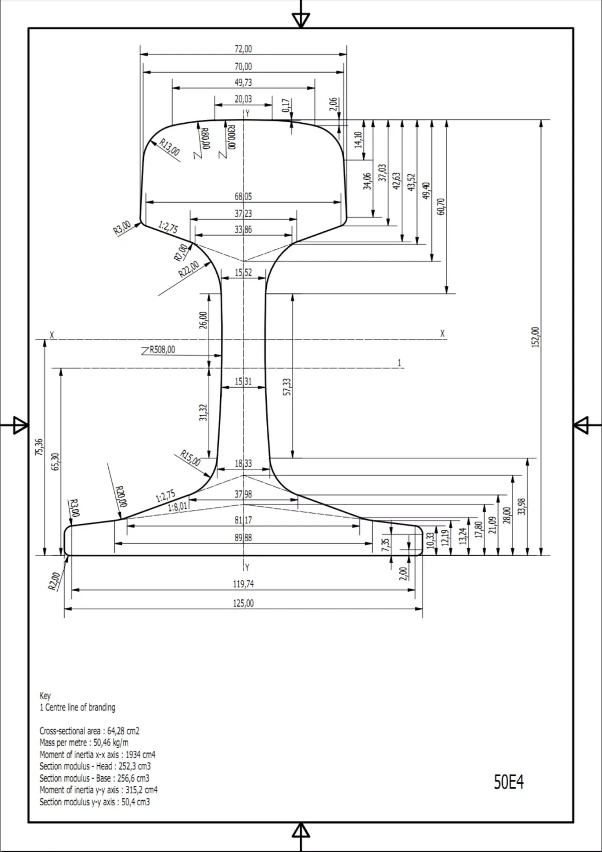 British Standard-EN13674 50E4 rail 3D model