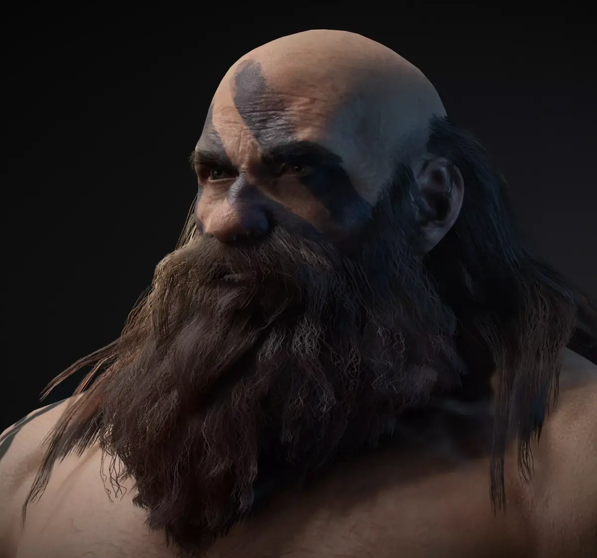 Dwarf Game Ready Low-poly 3D model bearded man with beard Low-poly 3D model