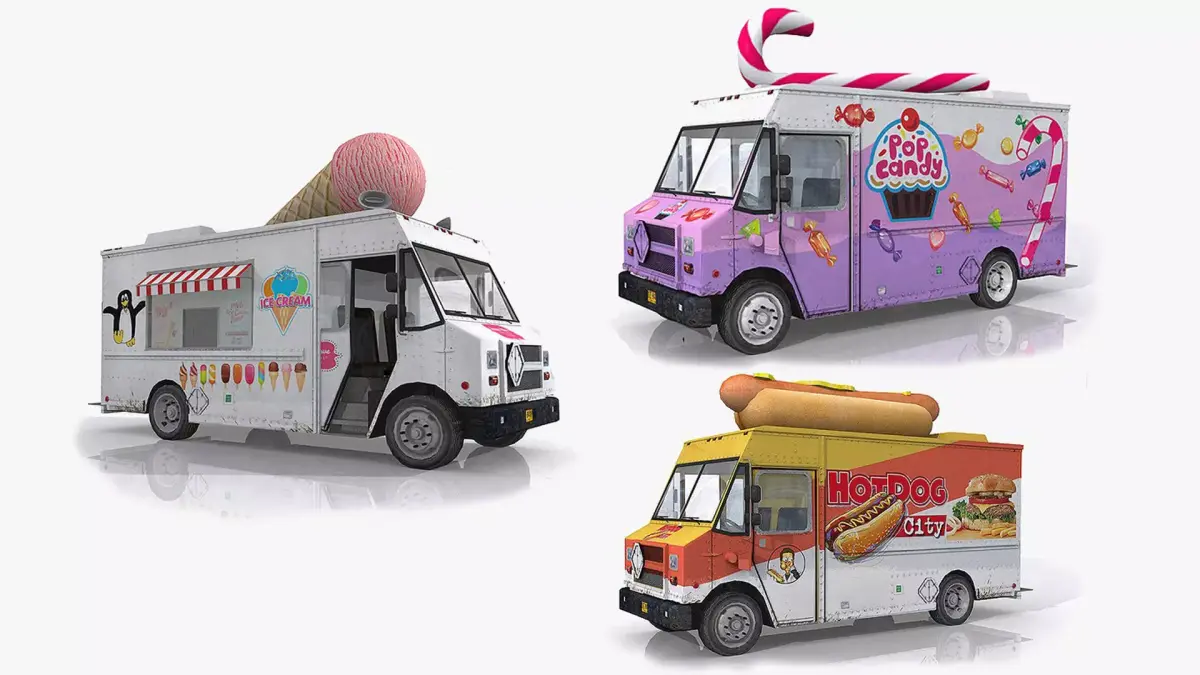 Food Trucks Collection Low-poly 3D model