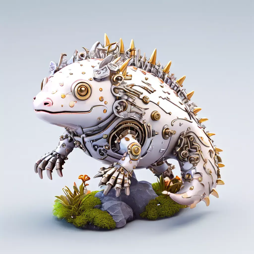 Steampunk Mechanical Lizard Low-poly 3D model purchase
