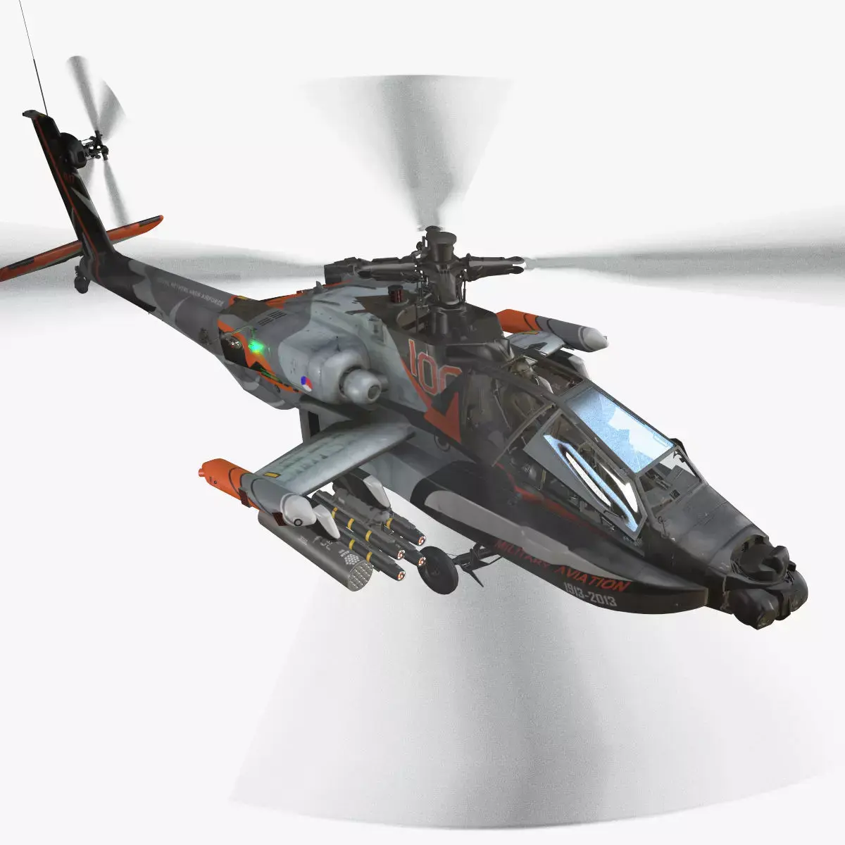 Apache AH-64D Royal Netherlands Airforce Complex  Animation Low-poly 3D model