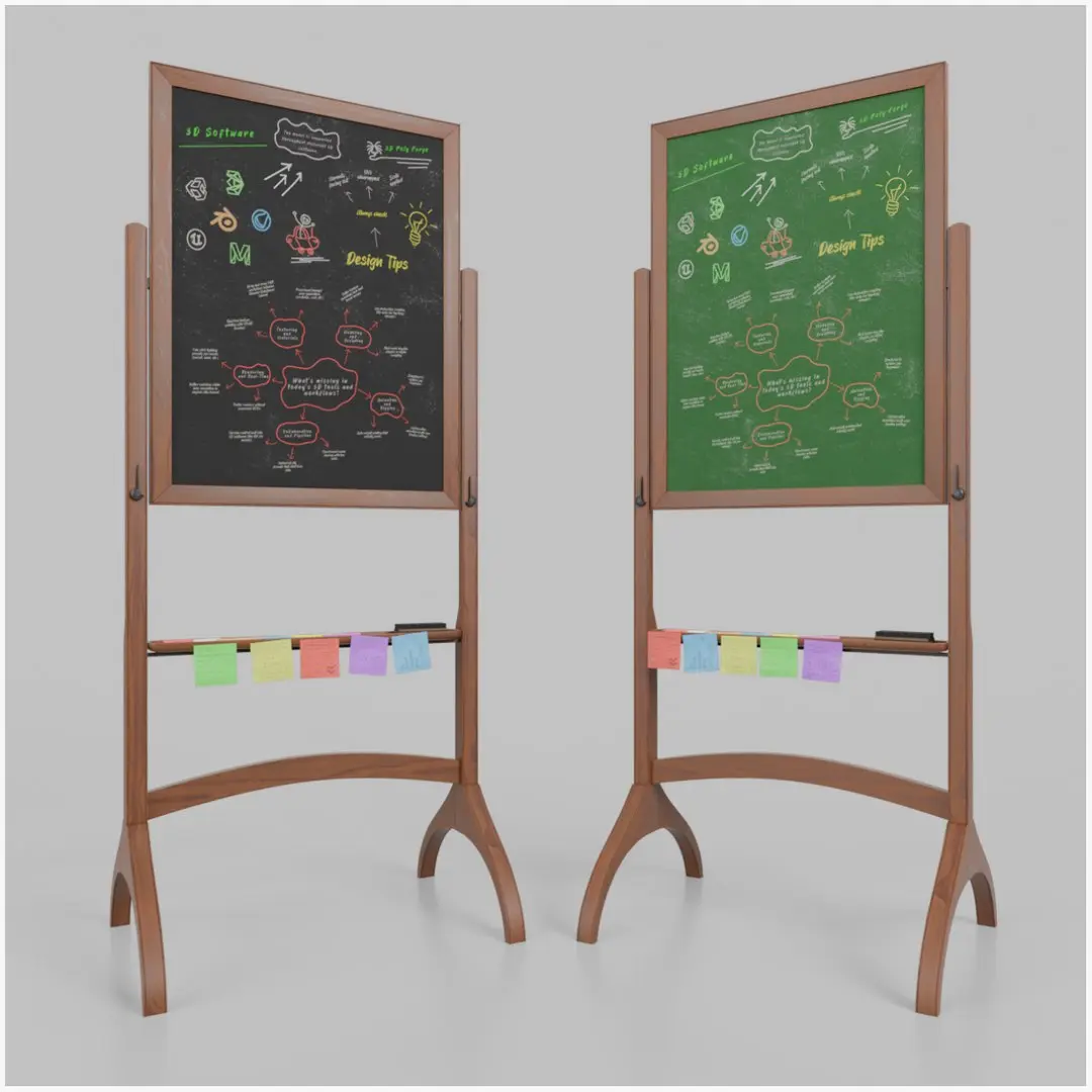 Compact Tall Duo - Customizable Double-Sided Chalkboards 3D model