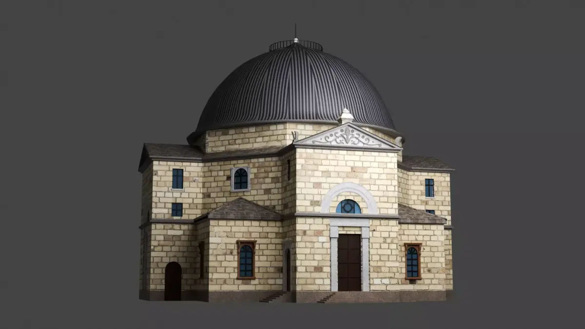 Temple Synagogue Reconstruction Low-poly 3D model
