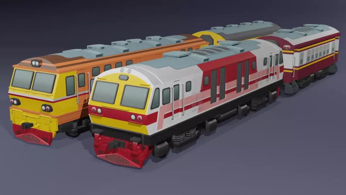 Special Express Train cartoon lowpoly 3D model