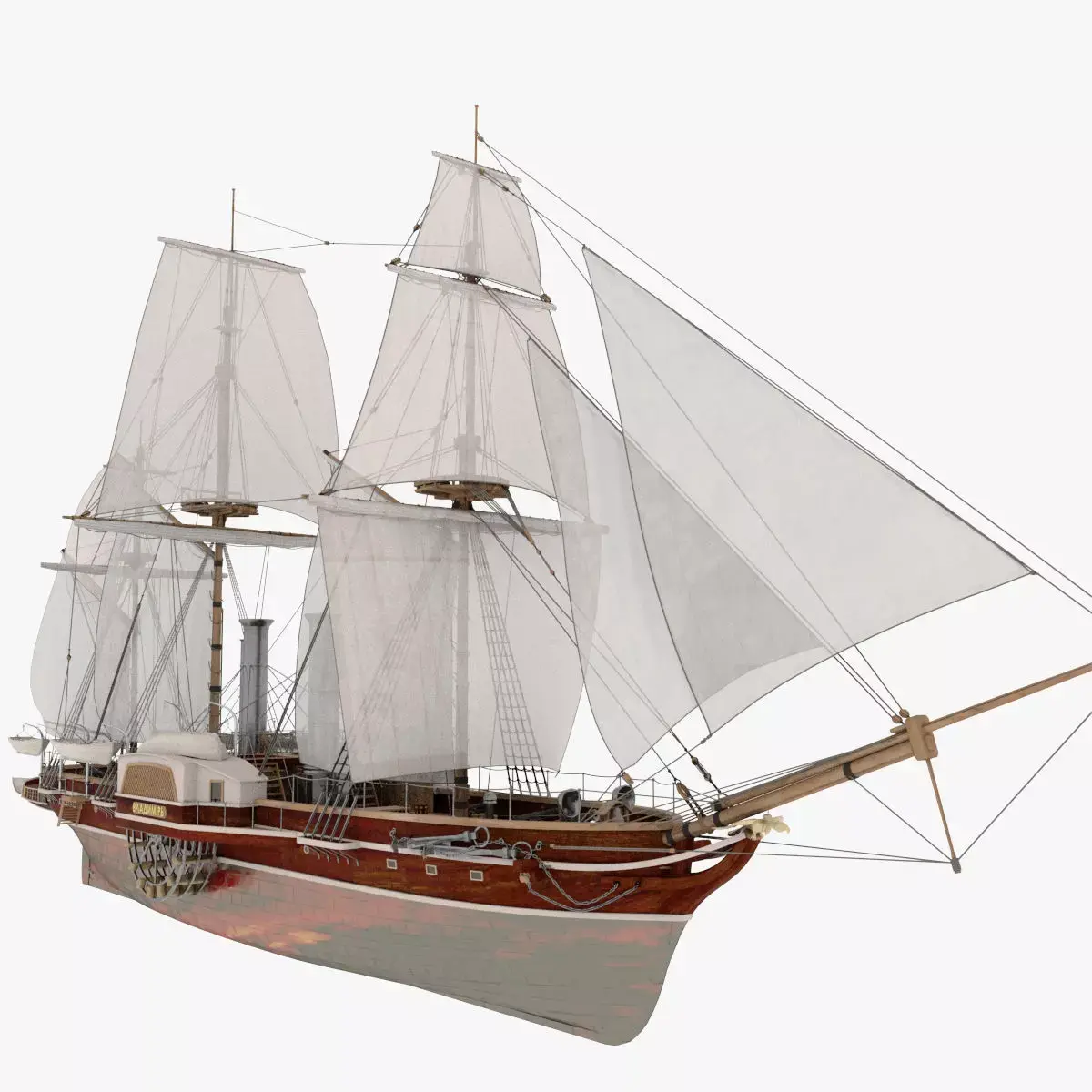 Vladimir steamshipfrigate 1848 Low-poly 3D model