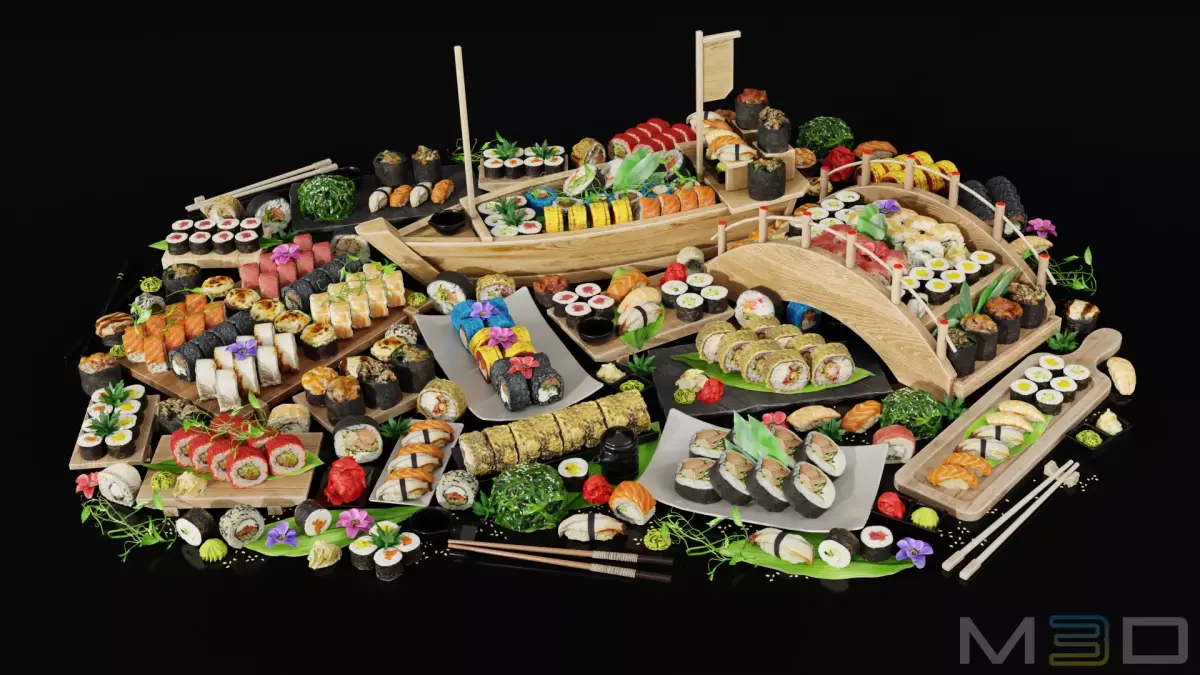 Sushi Pack Low-poly 3D model
