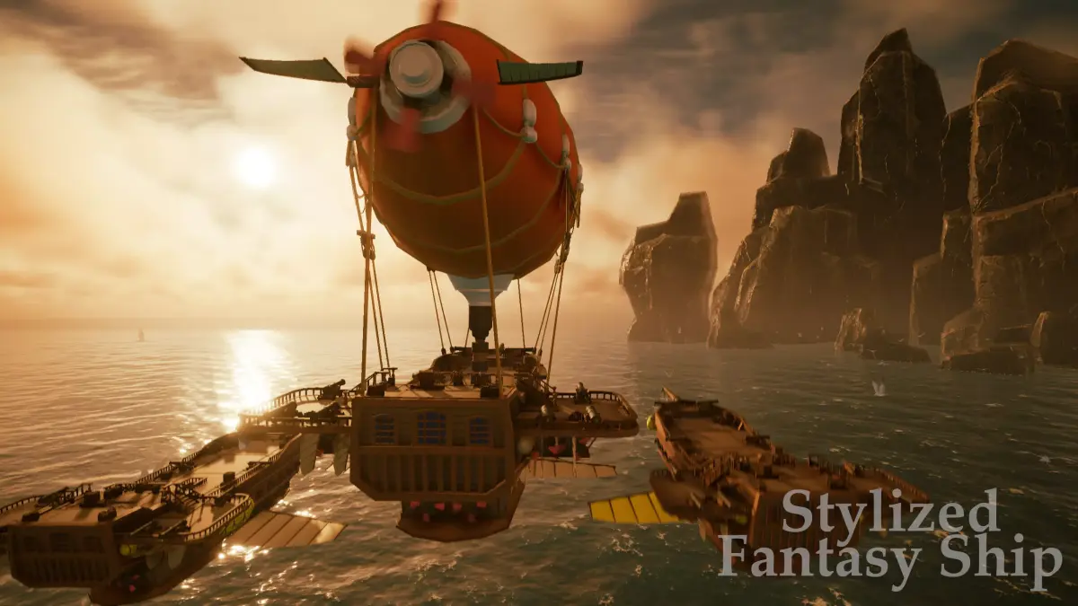 Stylized Fantasy Ship - By Yorakeys Low-poly 3D model