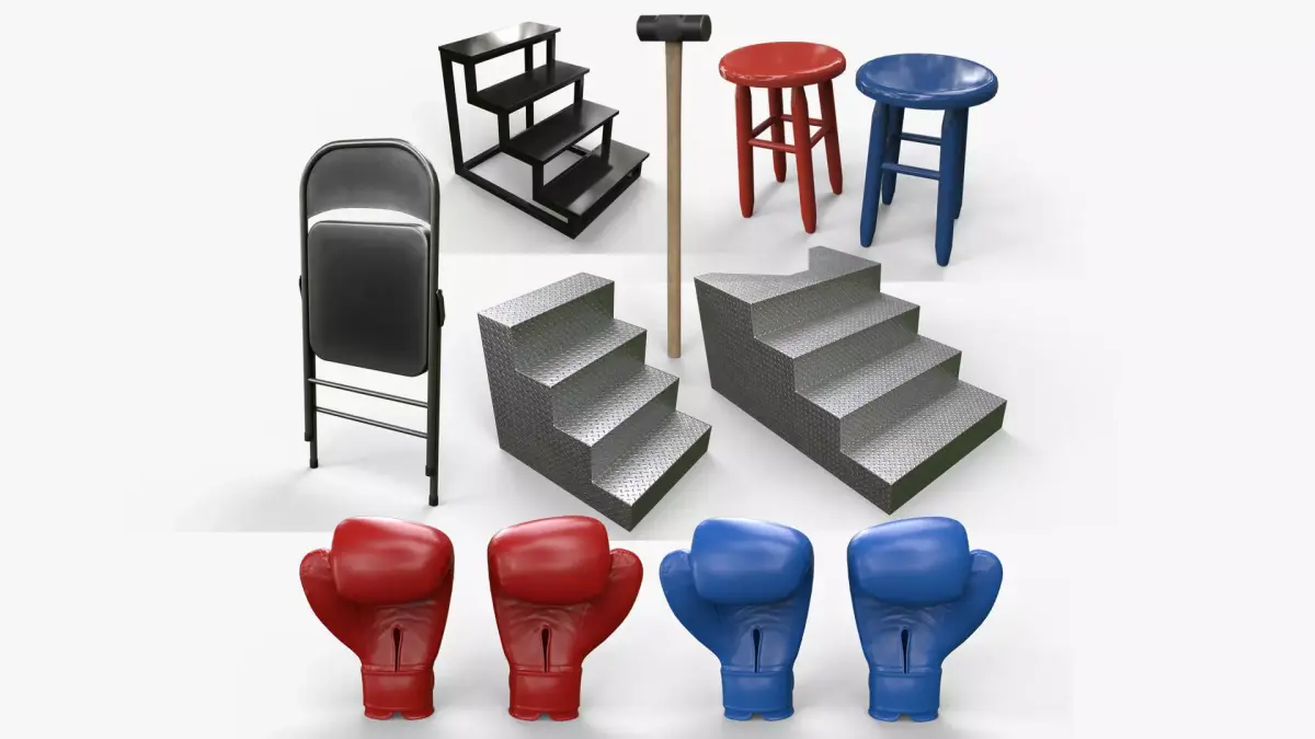 PBR Boxing and Wrestling Rings Props Low-poly 3D model