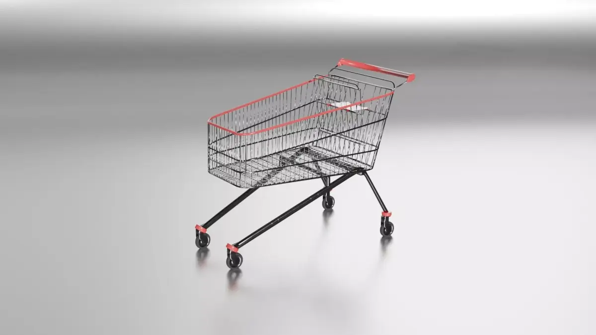 supermarket trolley Low-poly 3D model