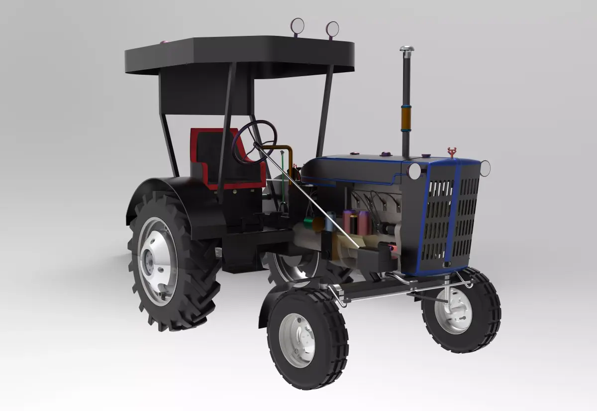 Vintage Tractor CASE Low-poly 3D model