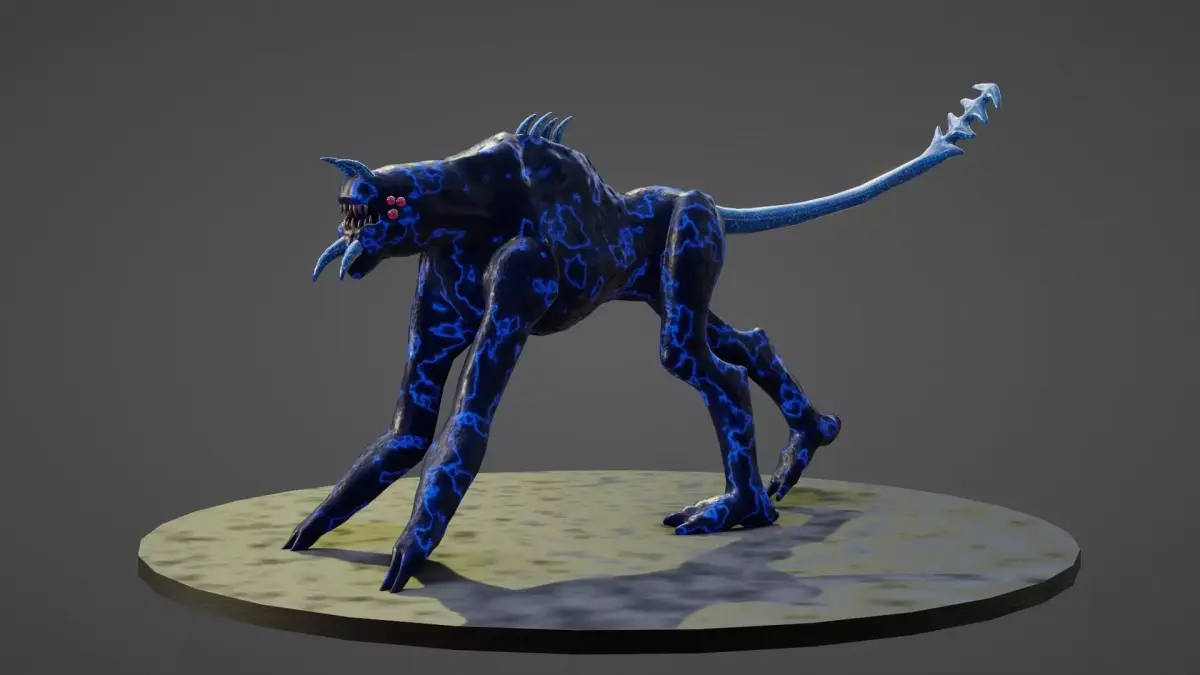 Alien dog creature  Low-poly 3D model