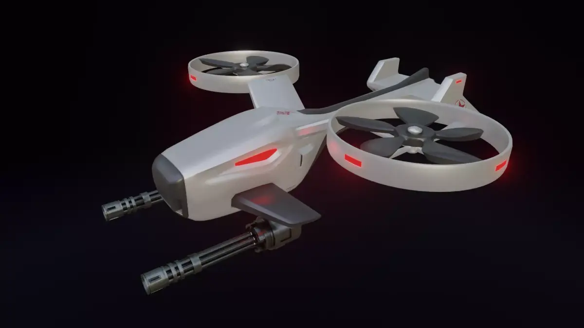 Combat Drone Concept Low-poly 3D model