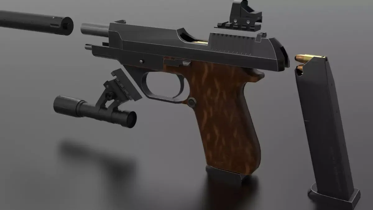 Pistol 93R  Fps - Tps Low-poly 3D model