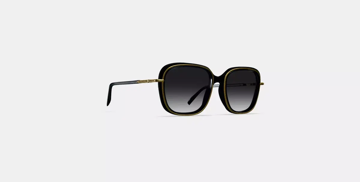 Safia Sunglasses in Jet Black with Polished Gold 3D model