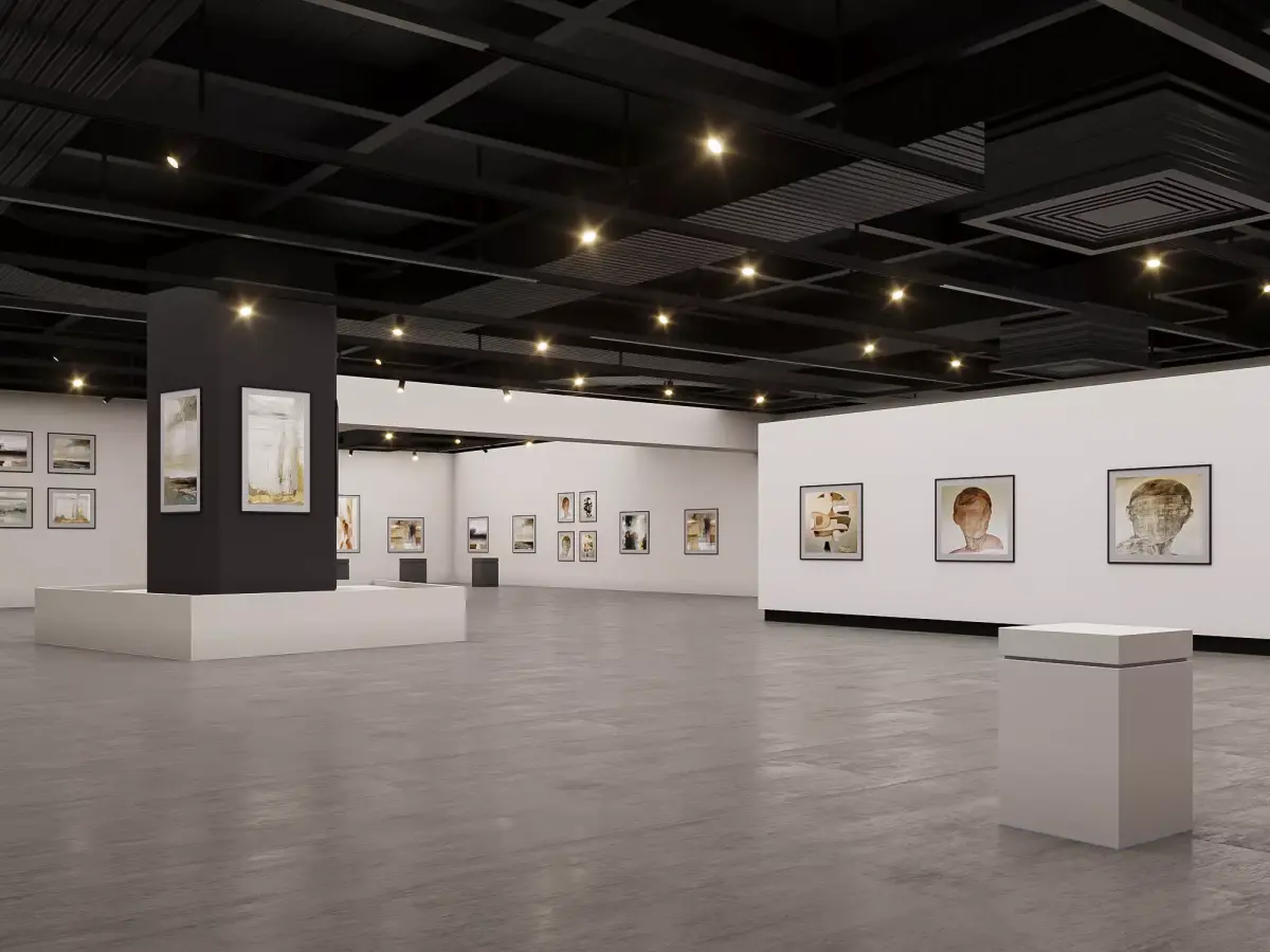 low poly gallery hall 02 Low-poly 3D model