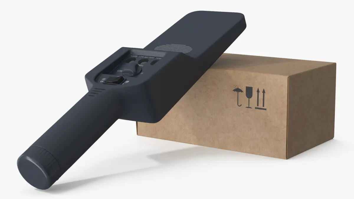 Handheld Metal Detector with Box Black 3D model