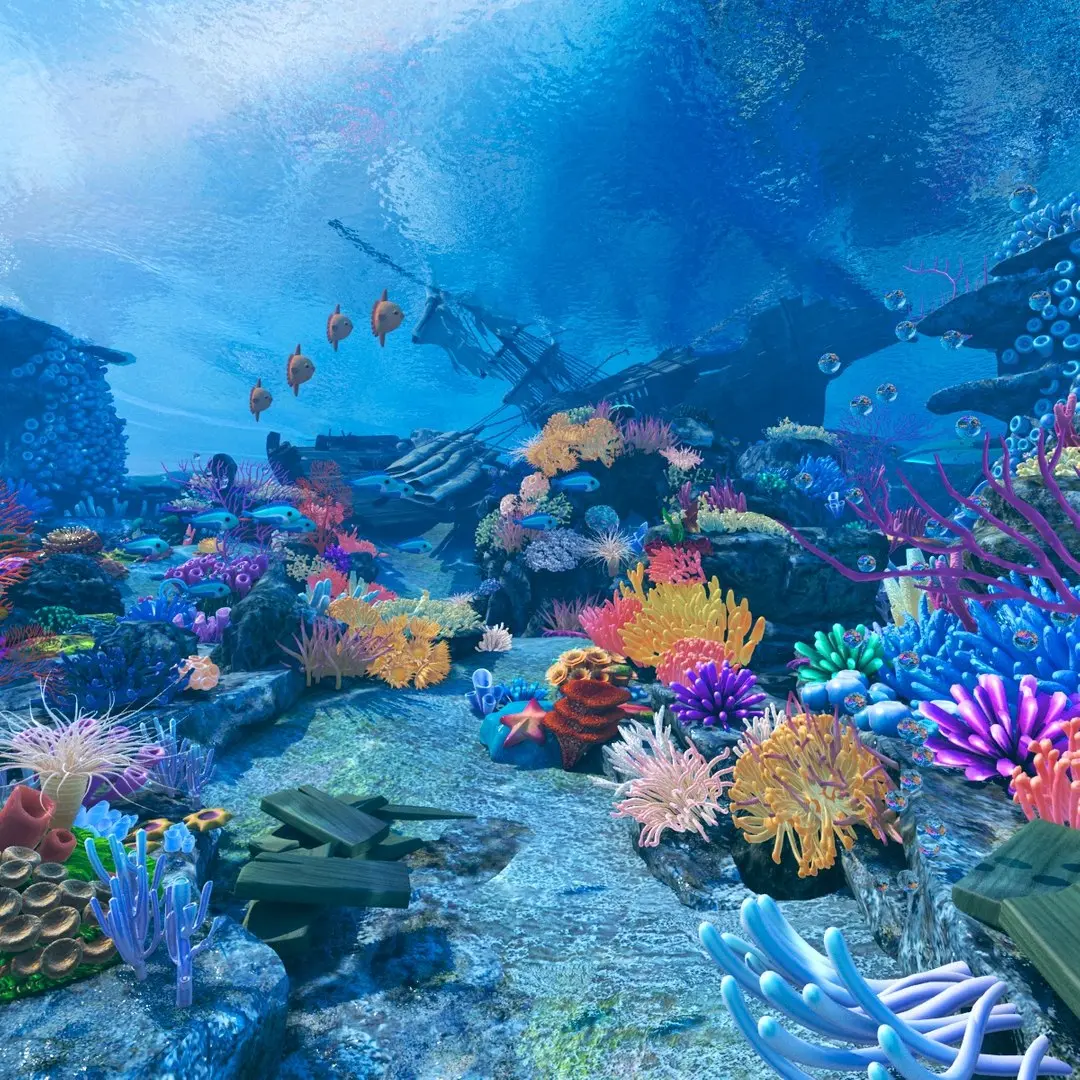 Cartoon Underwater Scene 3D model buy
