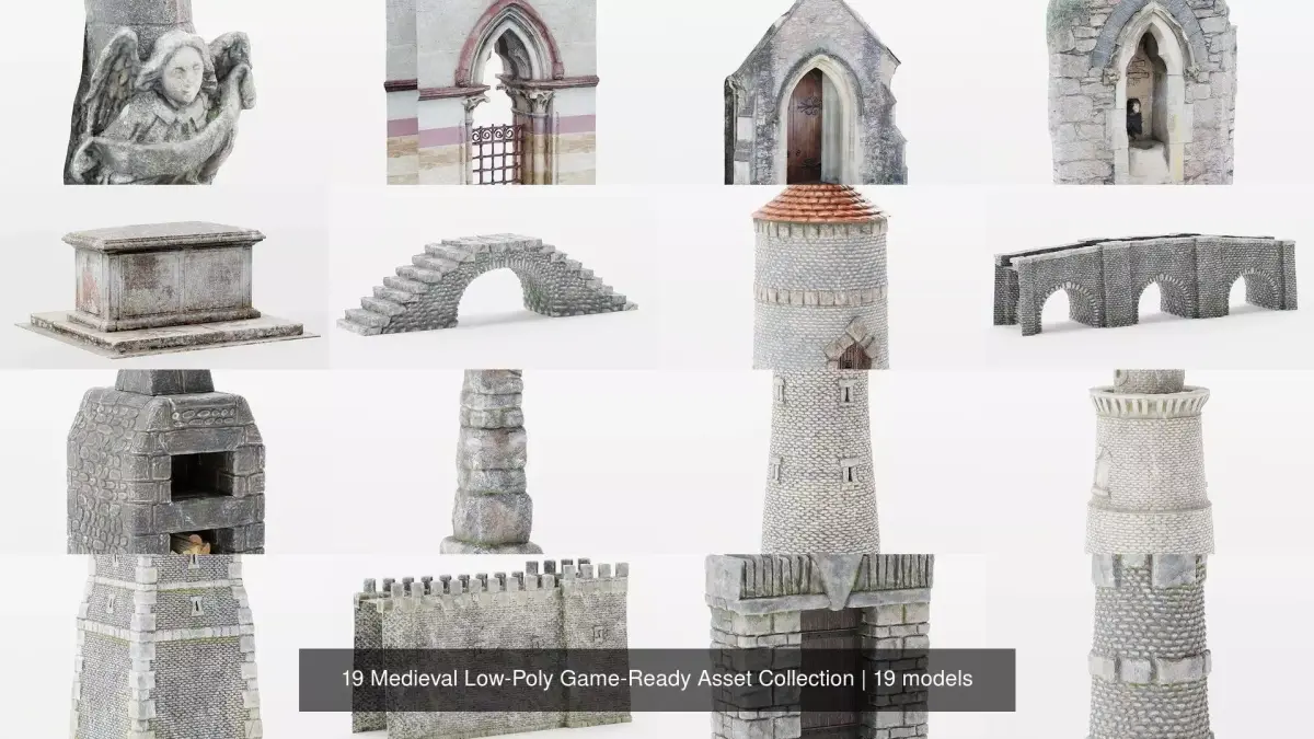 19 Medieval Low-Poly Game-Ready Asset Collection 
