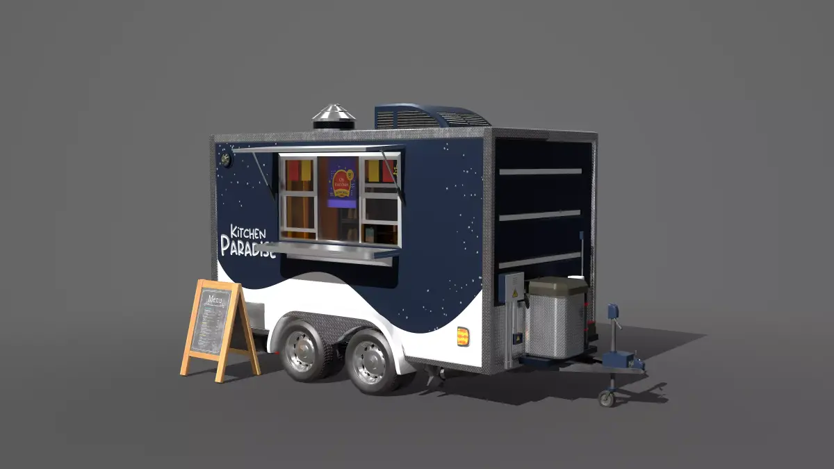 Food Trailer Truck Low-poly 3D model