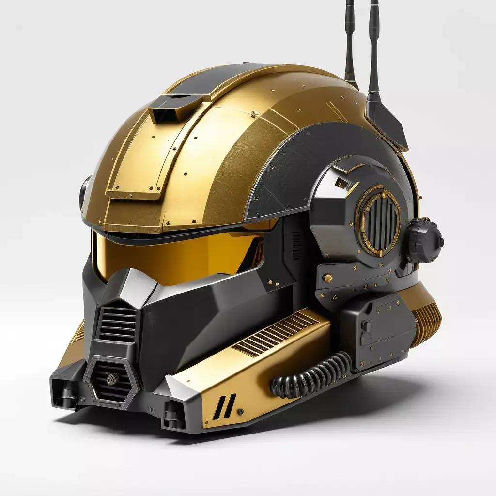 SciFi Combat Helmet Gold Tech 3D model