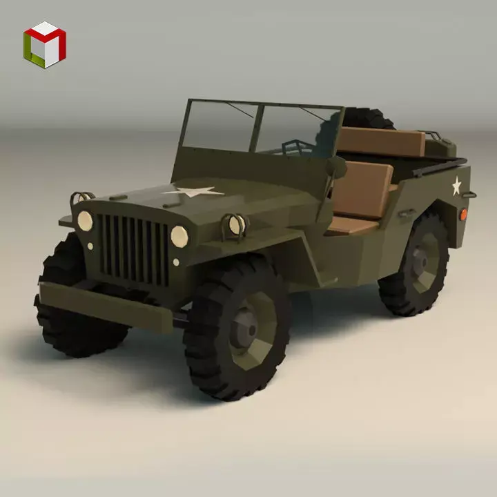 Low Poly Military Jeep 01 Low-poly 3D model