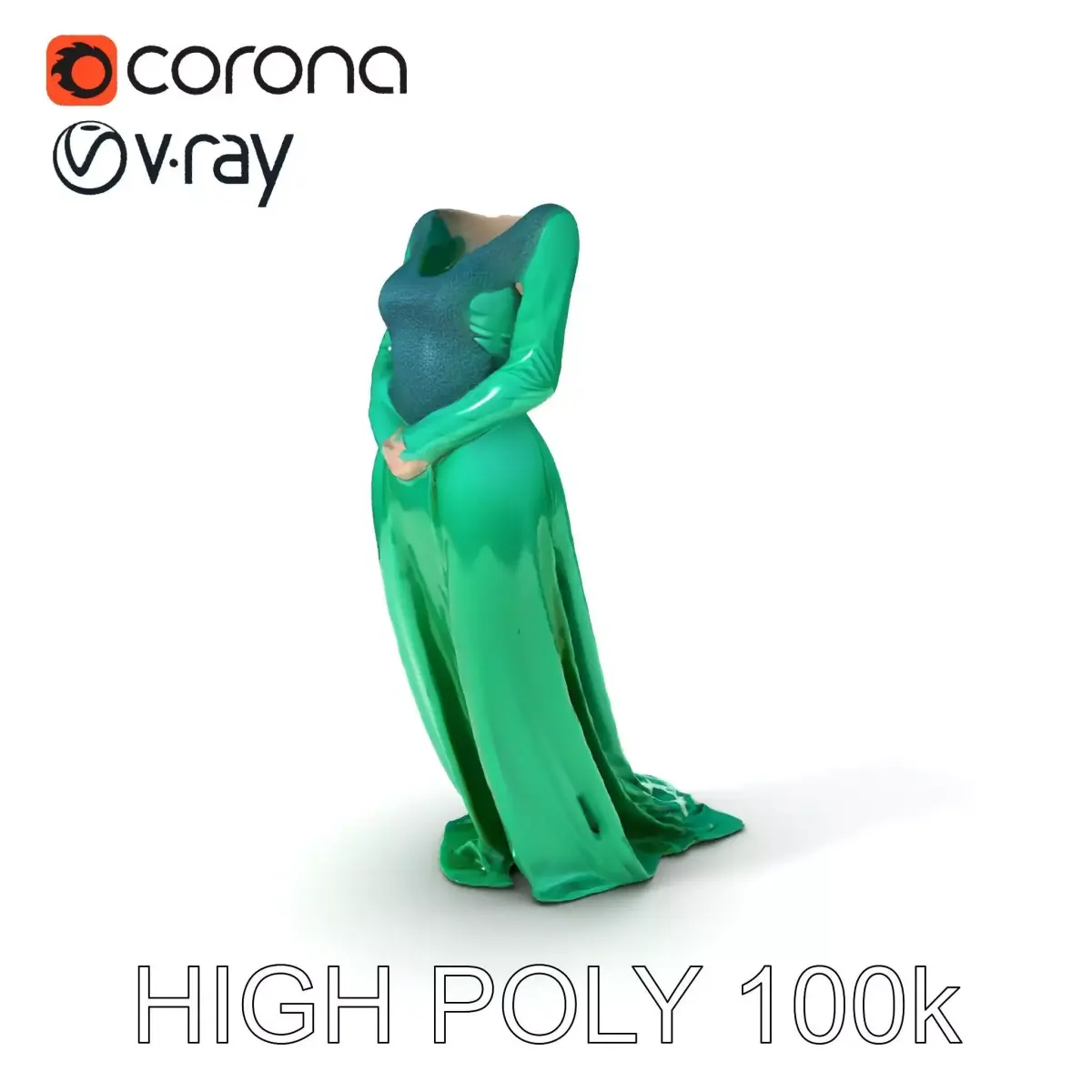 Elegant Evening Gown Model Pack Low-poly 3D model