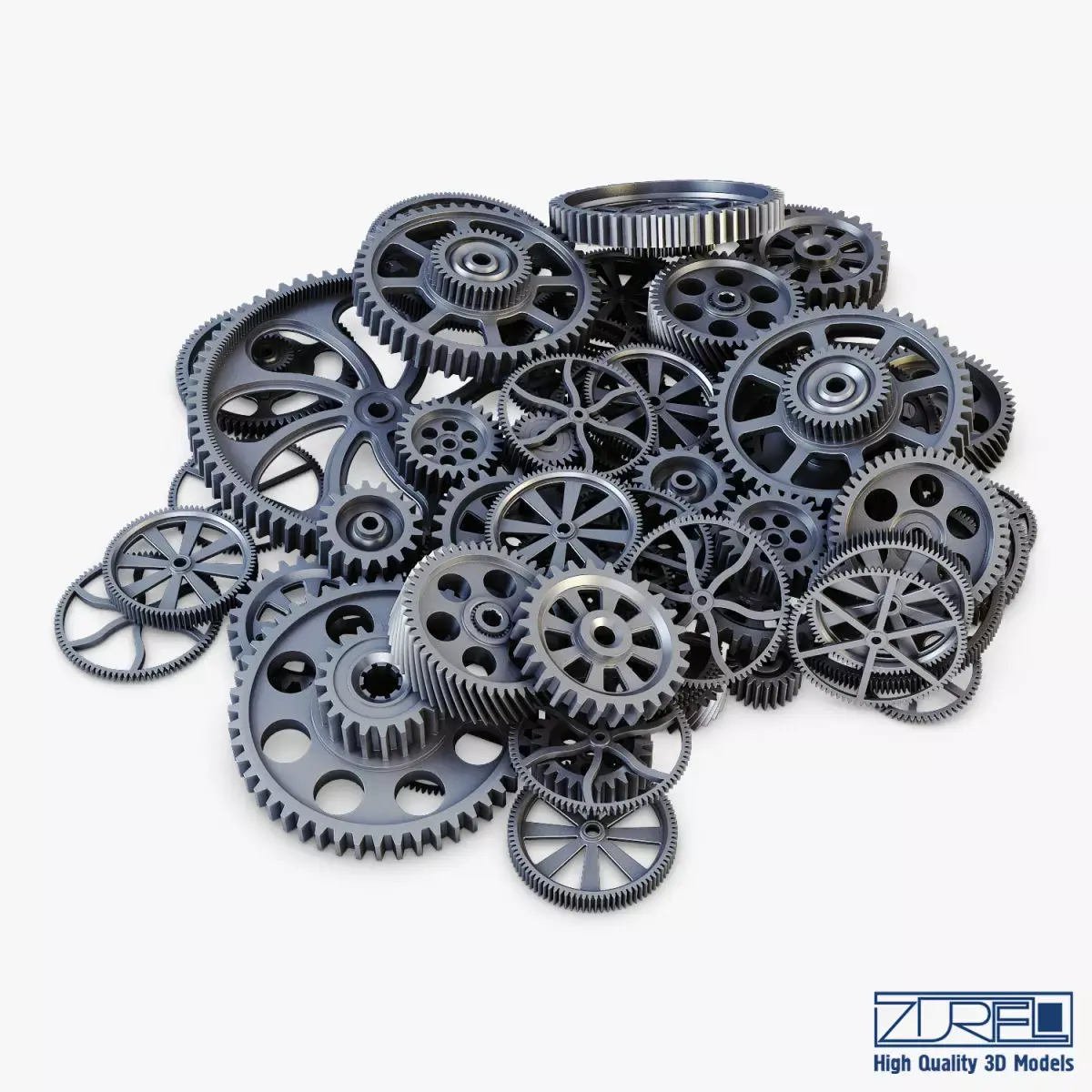 Pile of Scattered Gears v 1 3D model