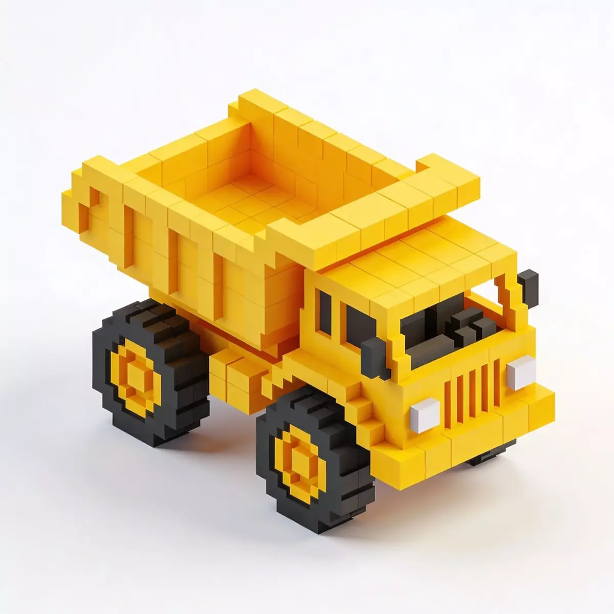 Voxel Construction Dump Truck 3D Model Low-poly 3D model